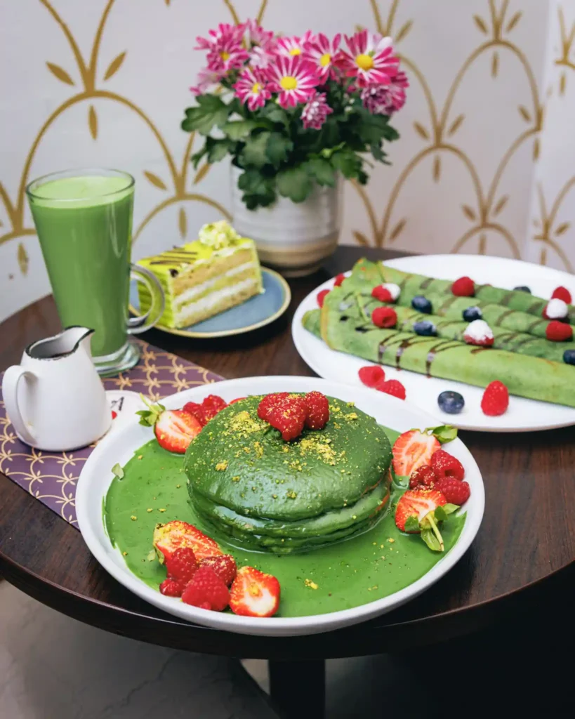 Delicious green tea pancakes